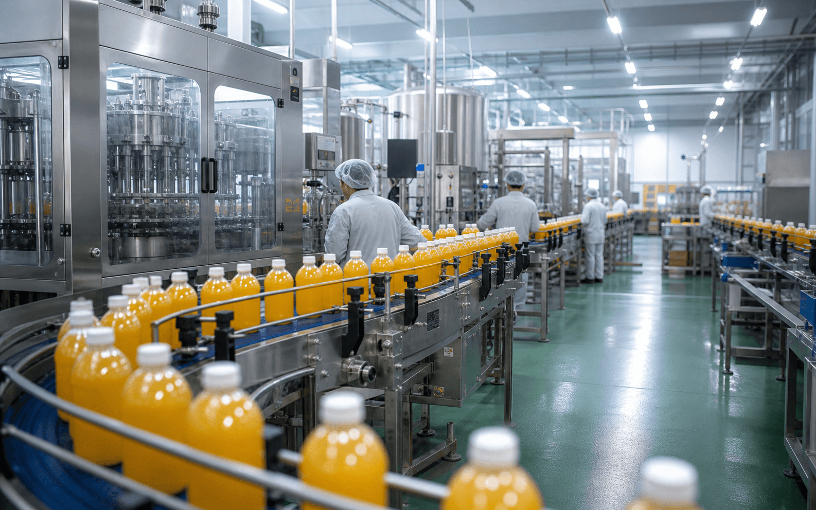 Food and beverage production line with unbranded packaging flow